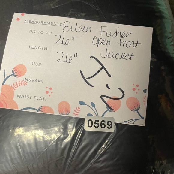 Eileen fisher silk blend textured lagenlook black open front Shacket - Picture 9 of 9